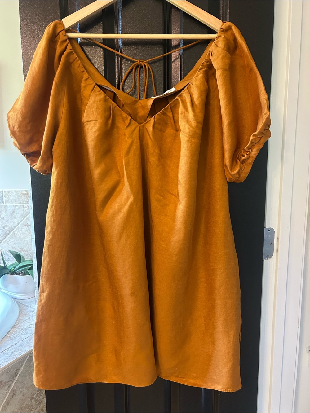Banana Republic Rust Orange Puff-Sleeve Tunic/Dress
